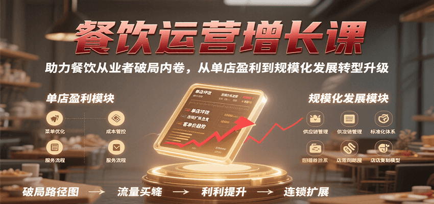 餐饮运营增长课,助力餐饮从业者破局内卷,从单店盈利到规模化发展转型升级 餐饮运营增长课,助力餐饮从业者破局内卷,从单店盈利到规模化发展转型升级