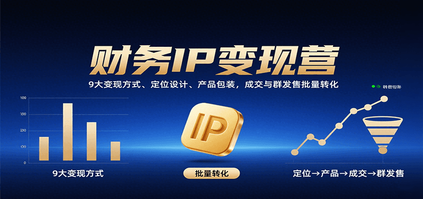 财务IP变现营:9大变现方式、定位设计、产品包装,成交与群发售批量转化 财务IP变现营:9大变现方式、定位设计、产品包装,成交与群发售批量转化