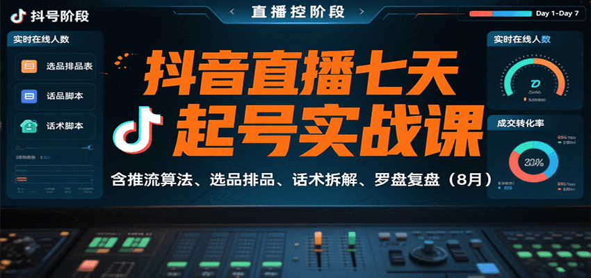 抖音直播七天起号实战课:含推流算法、选品排品、话术拆解、罗盘复盘(8月) 抖音直播七天起号实战课:含推流算法、选品排品、话术拆解、罗盘复盘(8月)