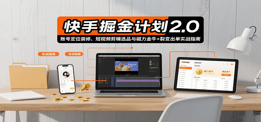 快手掘金计划2.0,账号定位装修、短视频剪辑选品与磁力金牛+裂变出单实战指南 快手掘金计划2.0,账号定位装修、短视频剪辑选品与磁力金牛+裂变出单实战指南