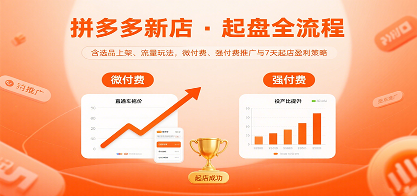 拼多多新店起盘全流程,含选品上架、流量玩法,微付费、强付费推广与7天起店盈利策略 拼多多新店起盘全流程,含选品上架、流量玩法,微付费、强付费推广与7天起店盈利策略