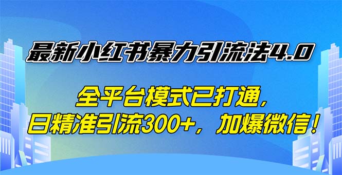 小红书暴力引流法4.0， 全平台模式已打通，日精准引流300+_天恒副业网