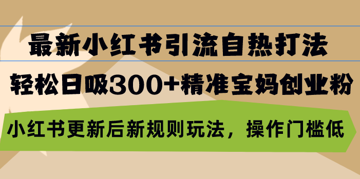 最新小红书引流自热打法，轻松日吸300+精准宝妈创业粉_天恒副业网