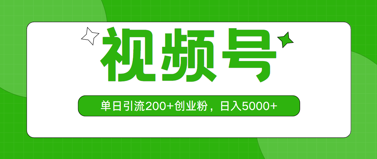 视频号，单日引流200+创业粉，日入5000+_天恒副业网