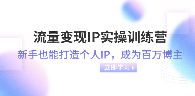 流量变现-IP实操训练营：新手也能打造个人IP，成为百万博主_天恒副业网