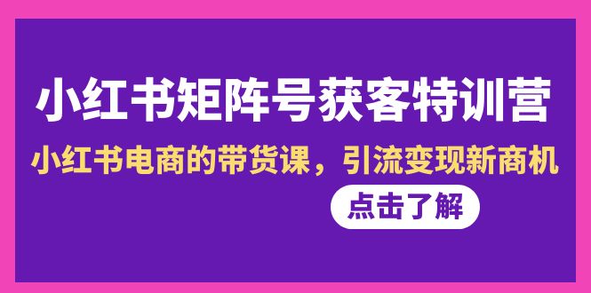 小红书-矩阵号获客特训营-第10期，小红书电商的带货课，引流变现新商机_天恒副业网