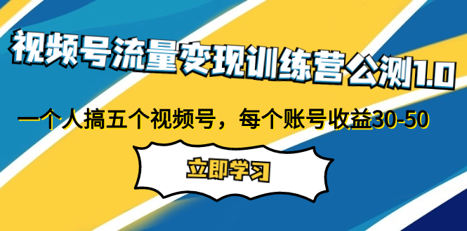 视频号流量变现训练营公测1.0：一个人搞五个视频号，每个账号收益30-50_天恒副业网