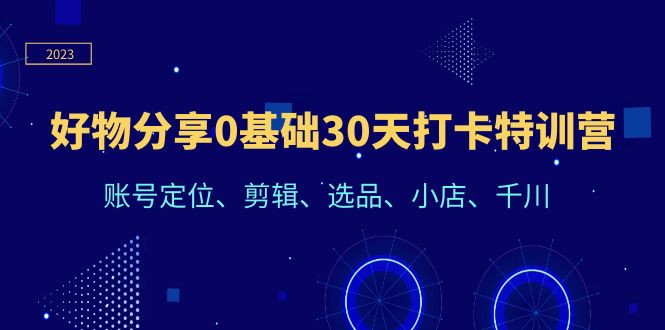 好物分享0基础30天打卡特训营：账号定位、剪辑、选品、小店、千川_天恒副业网