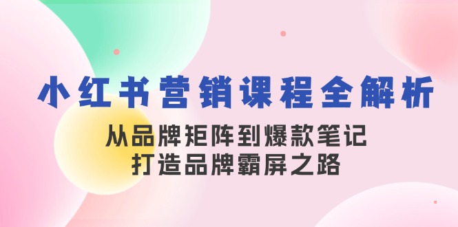 小红书营销课程全解析，从品牌矩阵到爆款笔记，打造品牌霸屏之路-天恒学社