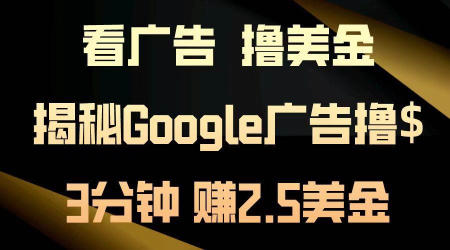 （13114期）看广告，撸美金！3分钟赚2.5美金！日入200美金不是梦！揭秘Google广告…_天恒副业网