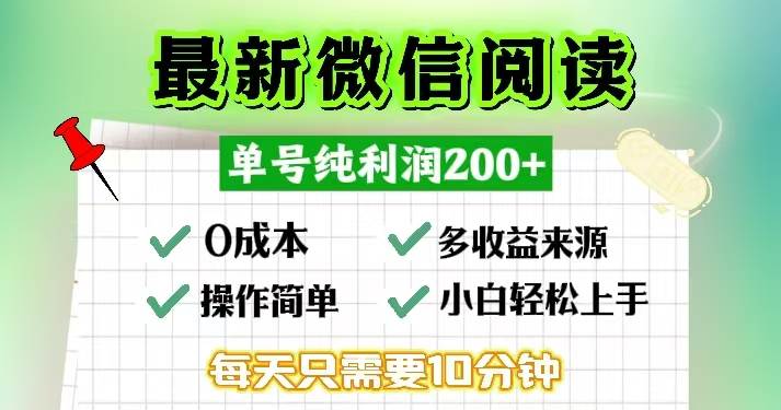 （13108期）微信阅读最新玩法，每天十分钟，单号一天200+，简单0零成本，当日提现_天恒副业网