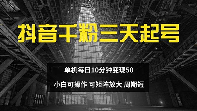 （13106期）抖音千粉计划三天起号单机每日10分钟变现50小白就可操作可矩阵放大_天恒副业网