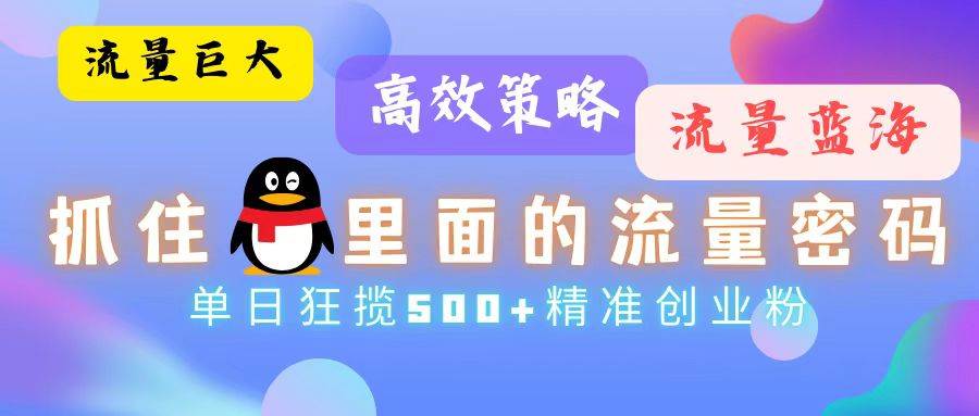 （13068期）流量蓝海，抓住QQ里面的流量密码！高效策略，单日狂揽500+精准创业粉_天恒副业网