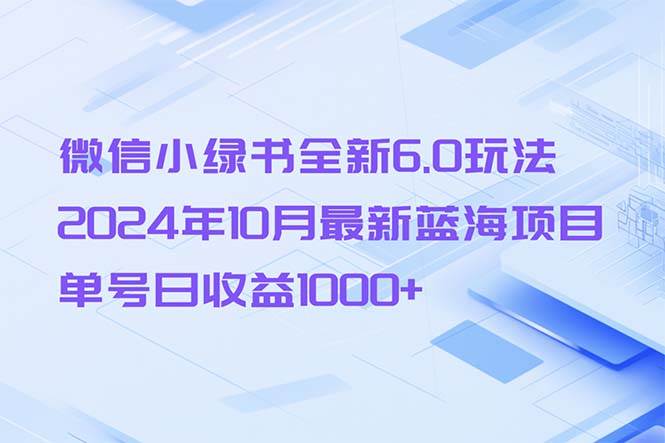 （13052期）微信小绿书全新6.0玩法，2024年10月最新蓝海项目，单号日收益1000+_天恒副业网