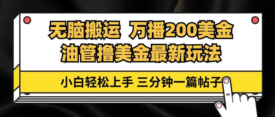 （13050期）油管无脑搬运撸美金玩法教学，万播200刀，三分钟一篇帖子，小白轻松上手_天恒副业网