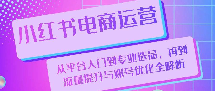 （13043期）小红书电商运营：从平台入门到专业选品，再到流量提升与账号优化全解析_天恒副业网