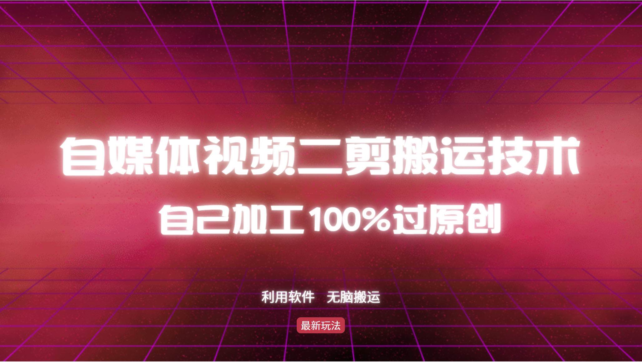 （12995期）详细教你自媒体视频二剪搬运技术，自己加工100%过原创，无脑搬运_天恒副业网