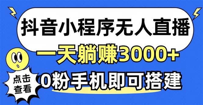 （12988期）抖音小程序无人直播，一天躺赚3000+，0粉手机可搭建，不违规不限流，小…_天恒副业网