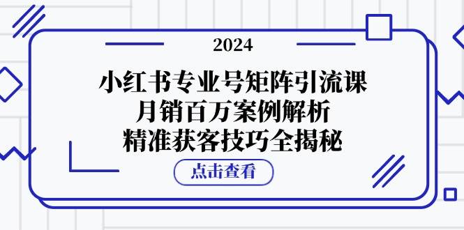 （12943期）小红书专业号矩阵引流课，月销百万案例解析，精准获客技巧全揭秘_天恒副业网