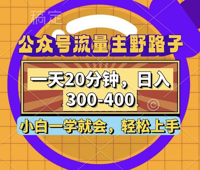 （12866期）公众号流量主野路子玩法，一天20分钟，日入300~400，小白一学就会_天恒副业网