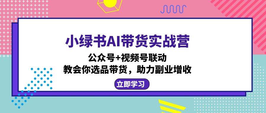 （12848期）小绿书AI带货实战营：公众号+视频号联动，教会你选品带货，助力副业增收_天恒副业网