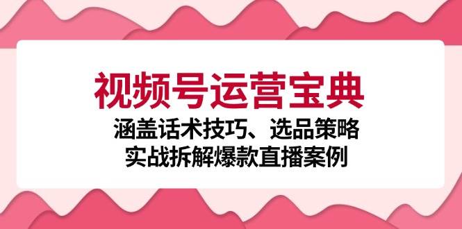 （12808期）视频号运营宝典：涵盖话术技巧、选品策略、实战拆解爆款直播案例_天恒副业网