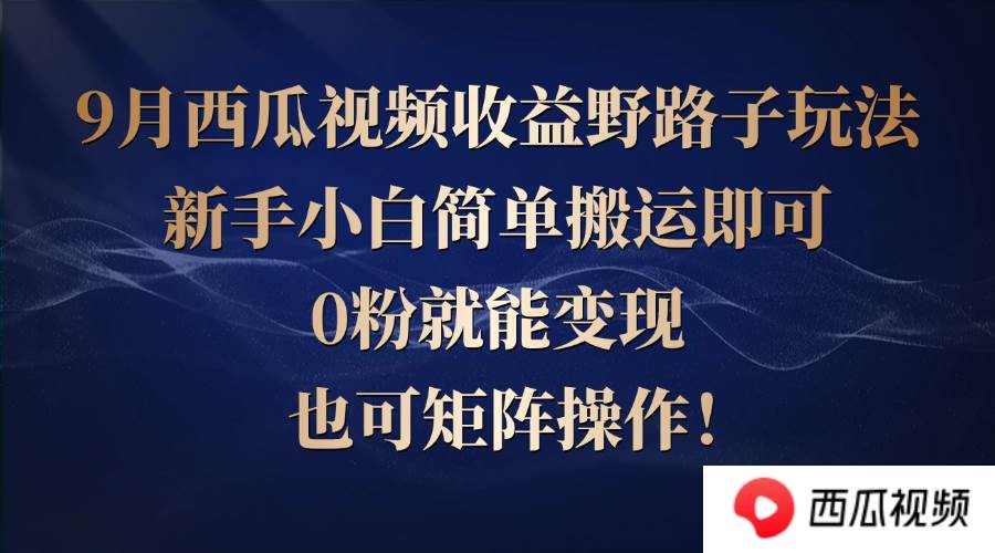 （12760期）西瓜视频收益野路子玩法，新手小白简单搬运即可，0粉就能变现，也可矩…_天恒副业网