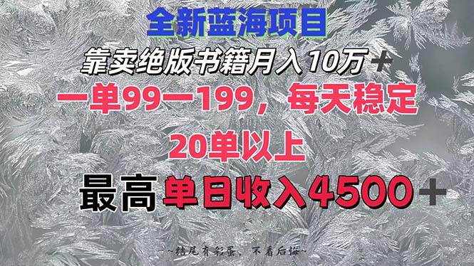 （12512期）靠卖绝版书籍月入10W+,一单99-199，一天平均20单以上，最高收益日入4500+_天恒副业网