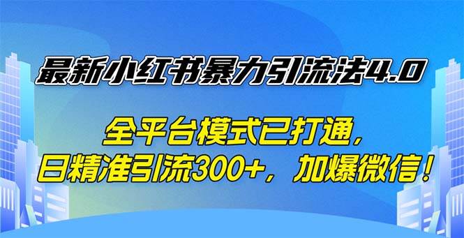 （12505期）最新小红书暴力引流法4.0，全平台模式已打通，日精准引流300+，加爆微…_天恒副业网