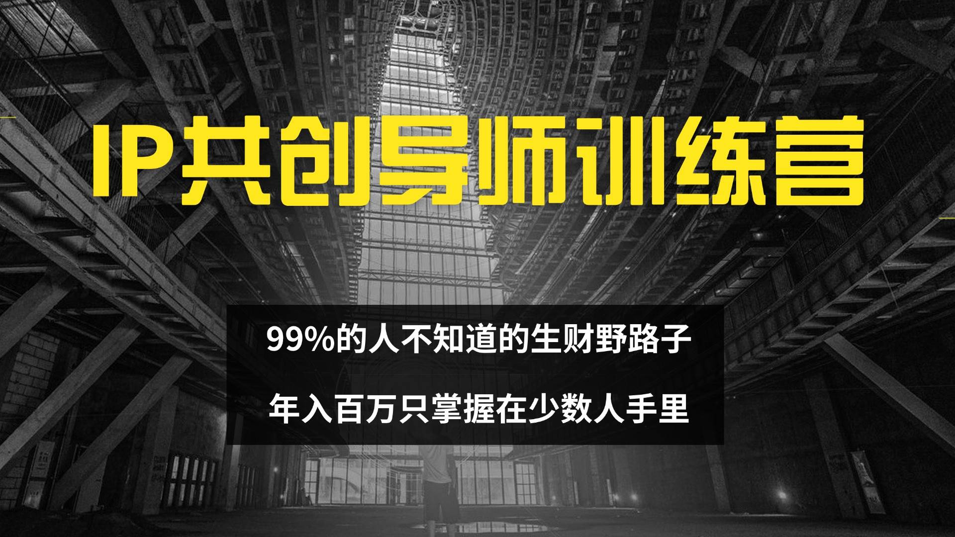 （12504期）IP共创导师训练营99%的人不知道的生财野路子只掌握在少数人手里_天恒副业网