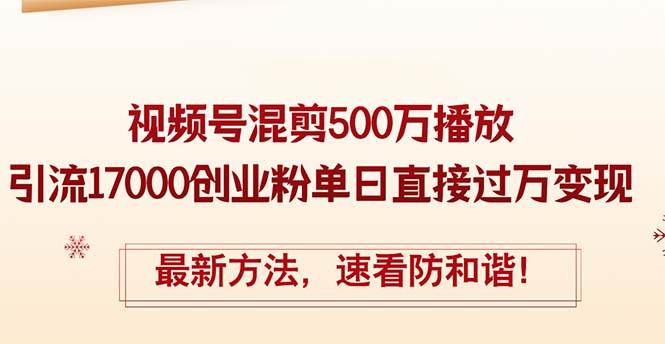 （12391期）精华帖视频号混剪500万播放引流17000创业粉，单日直接过万变现，最新方…_天恒副业网