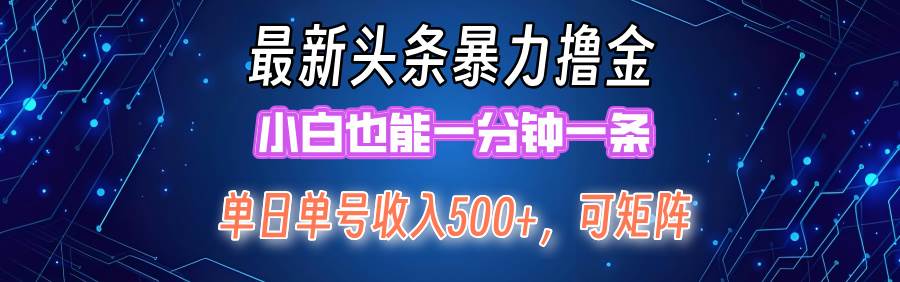 （12380期）最新暴力头条掘金日入500+，矩阵操作日入2000+，小白也能轻松上手！_天恒副业网