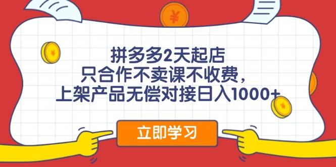 （12356期）拼多多0成本开店，只合作不卖课不收费，0成本尝试，日赚千元+_天恒副业网