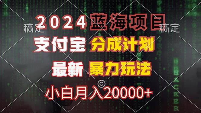 （12339期）2024蓝海项目，支付宝分成计划，暴力玩法，刷爆播放量，小白月入20000+_天恒副业网