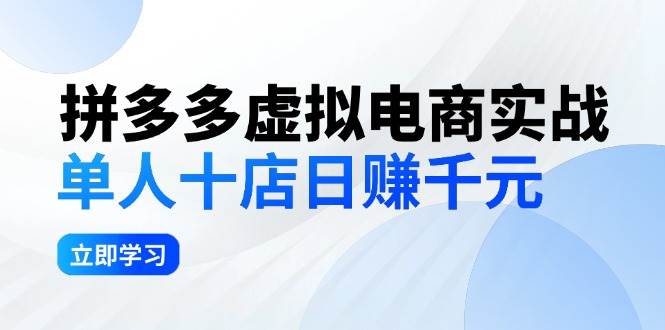 （12326期）拼夕夕虚拟电商实战：单人10店日赚千元，深耕老项目，稳定盈利不求风口_天恒副业网