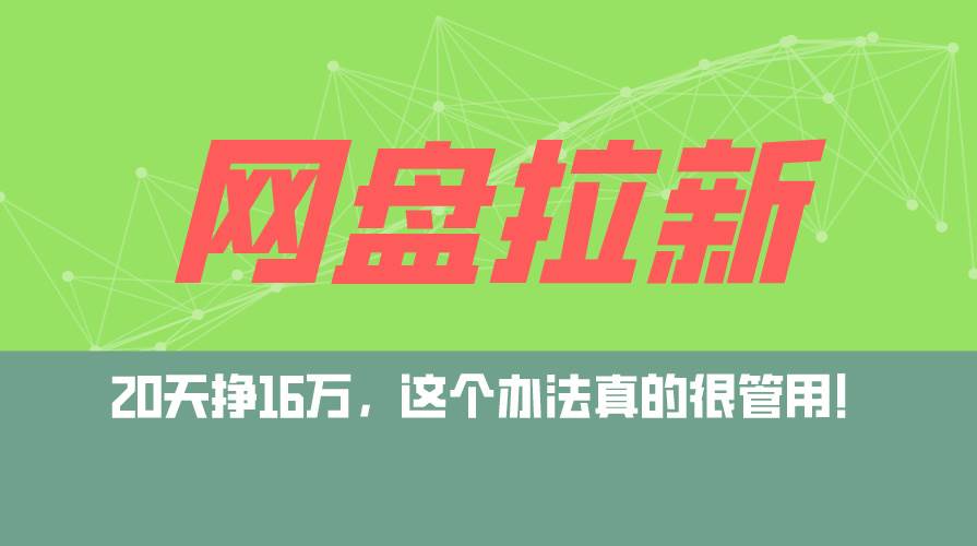 （12294期）网盘拉新+私域运营玩法，零基础入门，小白可操作，当天见效，日入5000+_天恒副业网