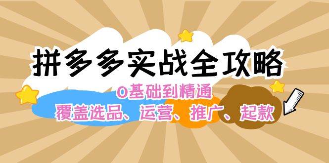 （12292期）拼多多实战全攻略：0基础到精通，覆盖选品、运营、推广、起款_天恒副业网