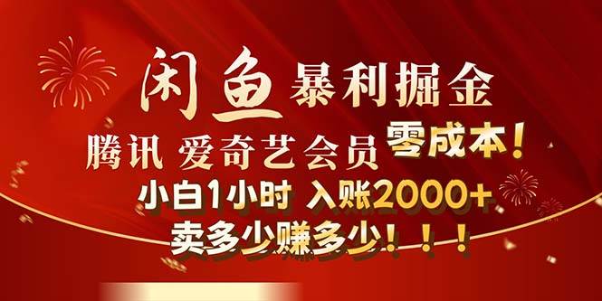 （12236期）闲鱼全新暴力掘金玩法，官方正品影视会员无成本渠道！小白1小时收…_天恒副业网