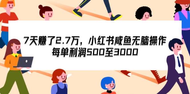 （12192期）7天收了2.7万，小红书咸鱼无脑操作，每单利润500至3000_天恒副业网