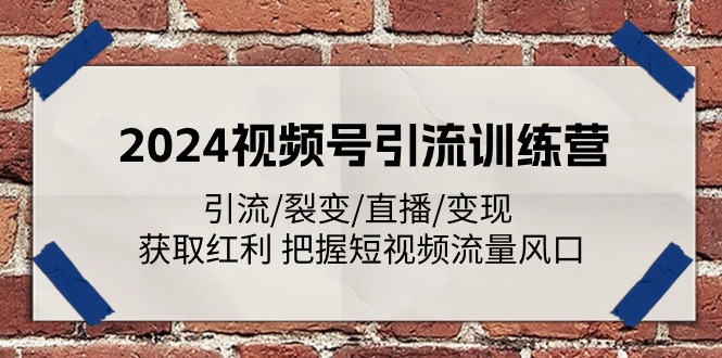 2024视频号引流训练营：引流/裂变/直播/变现获取红利把握短视频流量风口_天恒副业网