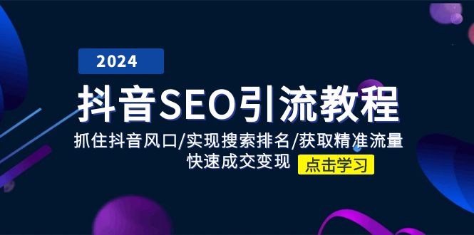 抖音SEO引流教程：抓住抖音风口/实现搜索排名/获取精准流量/快速成交变现_天恒副业网