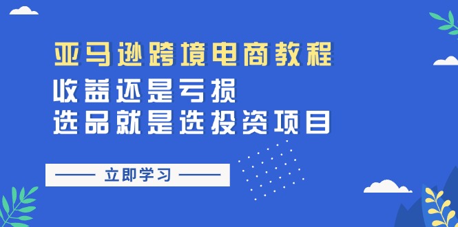 亚马逊跨境电商教程：收益还是亏损！选品就是选投资项目_天恒副业网