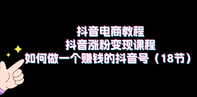 抖音电商教程：抖音涨粉变现课程：如何做一个赚钱的抖音号（18节）_天恒副业网