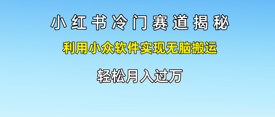 小红书冷门赛道揭秘,利用小众软件实现无脑搬运，轻松月入过万_天恒副业网