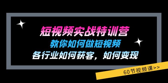 短视频实战特训营：教你如何做短视频，各行业如何获客，如何变现(60节)_天恒副业网