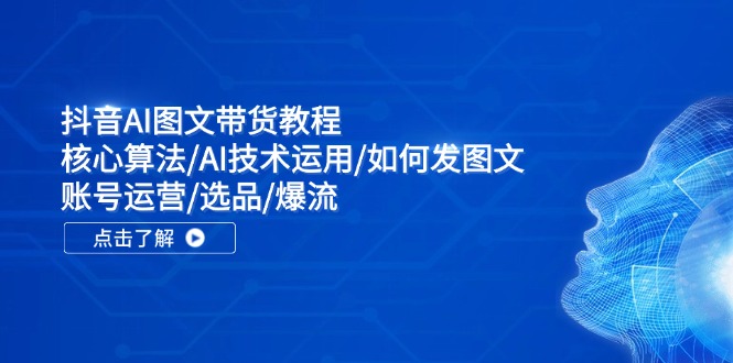 抖音AI图文带货教程：核心算法/AI技术运用/如何发图文/账号运营/选品/爆流_天恒副业网