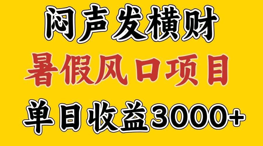 30天赚了7.5W暑假风口项目，比较好学，2天左右上手_天恒副业网