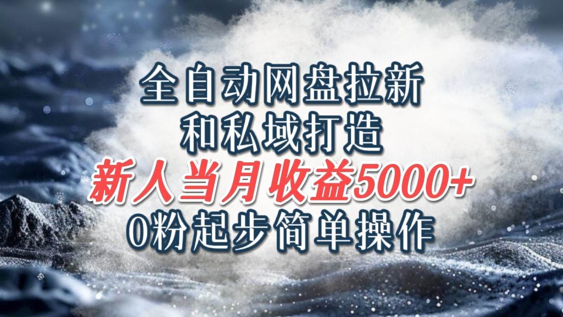 全自动网盘拉新和私域打造，0粉起步简单操作，新人入门当月收益5000以上_天恒副业网