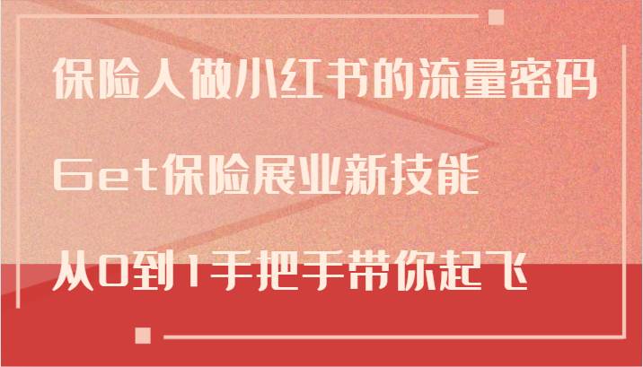 保险人做小红书的流量密码，Get保险展业新技能，从0到1手把手带你起飞_天恒副业网