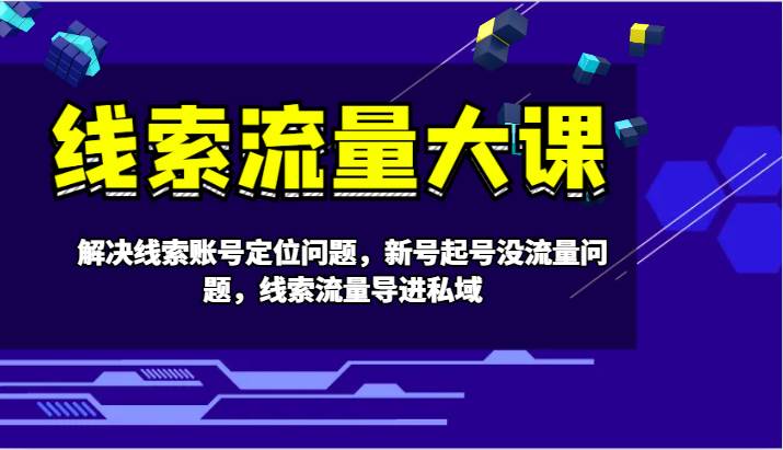 线索流量大课-解决线索账号定位问题，新号起号没流量问题，线索流量导进私域_天恒副业网